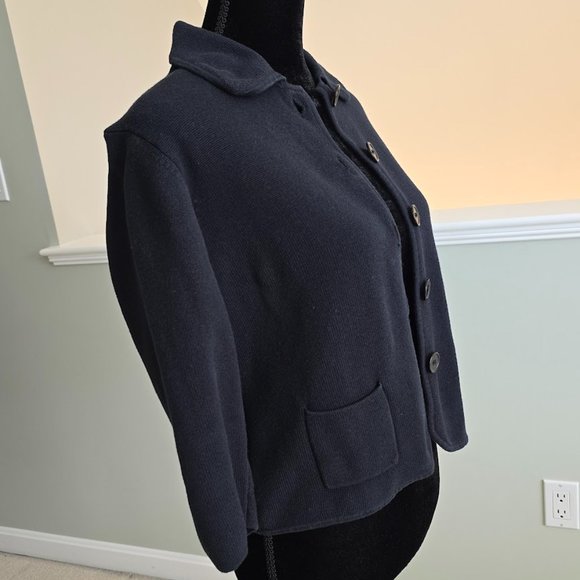 Karen Scott Black Cotton Cropped Button Down Cardigan Sweater NWOT - Picture 2 of 4